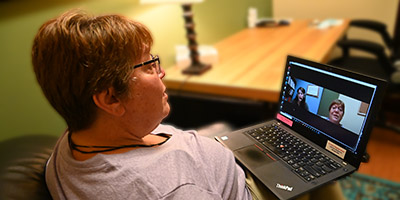 patient receiving telehealth services